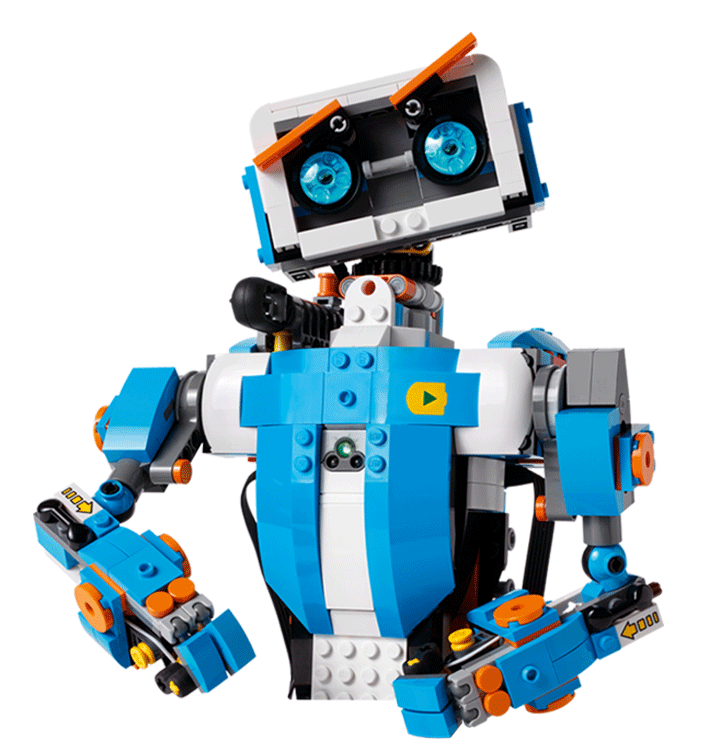 lego robot with human-like torso head and arms