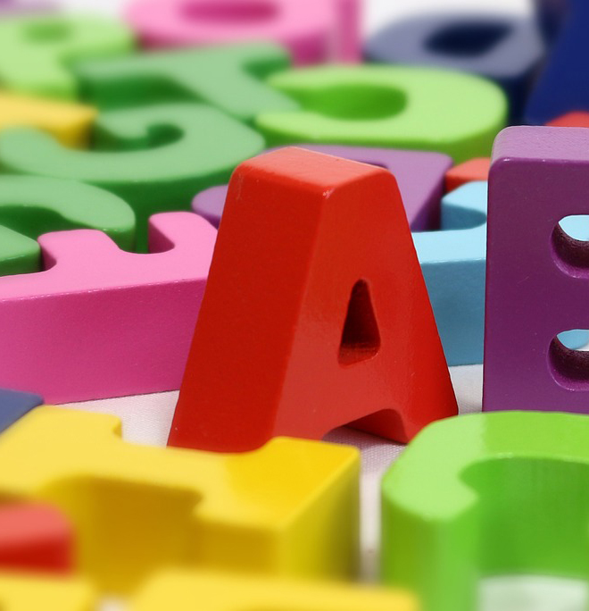 Colourful block letters