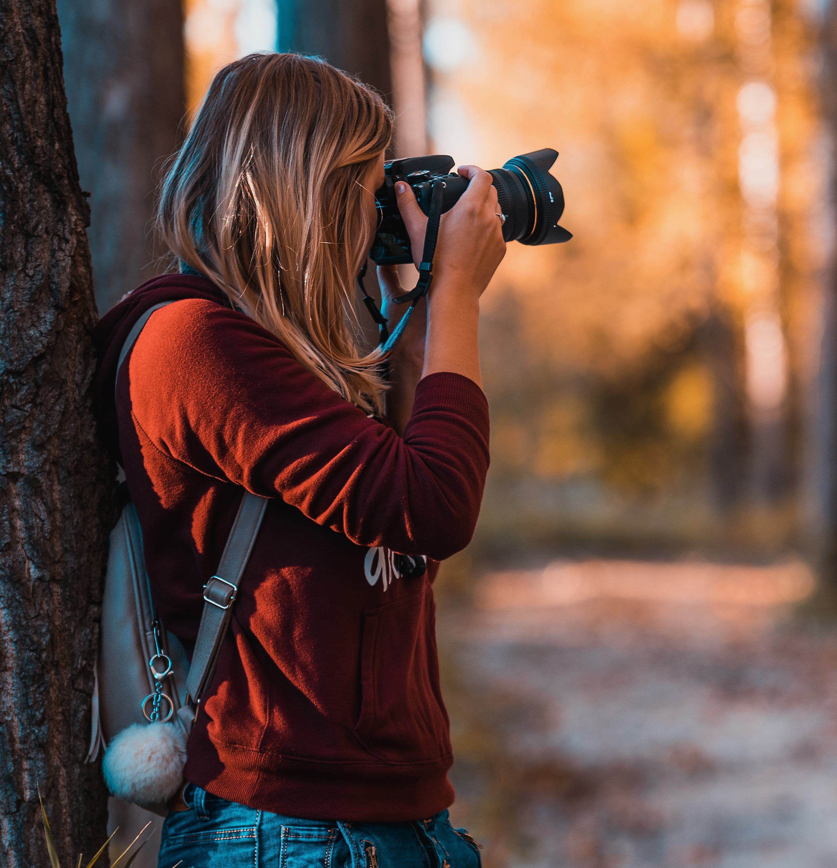 woman photographing nature