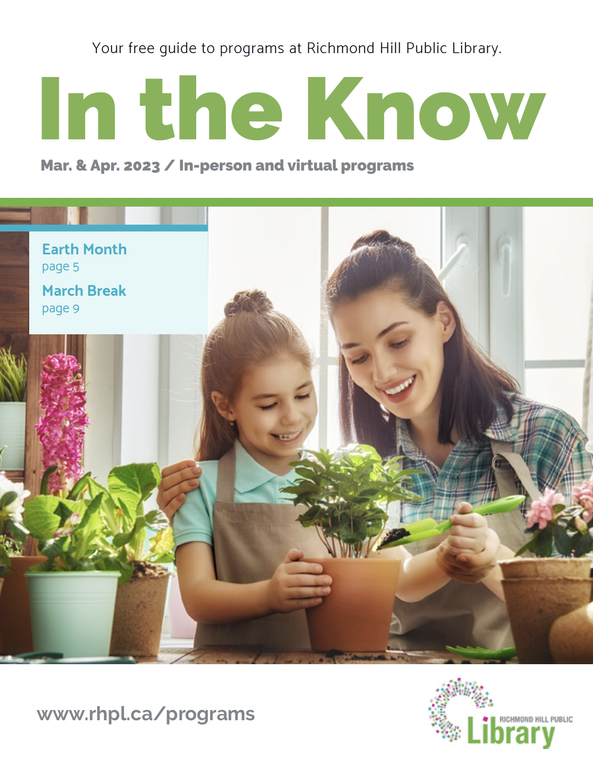 Cover of the program guide. A mother helping her daughter garden.
