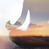 silhouette of seated person meditating