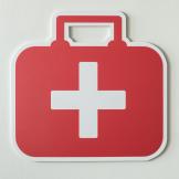 red bag with white cross