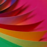 A fanned out collection of coloured paper