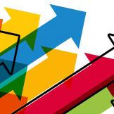Coloured arrows pointing to the North East