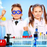 two kids doing science experiments