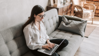 young woman working from home