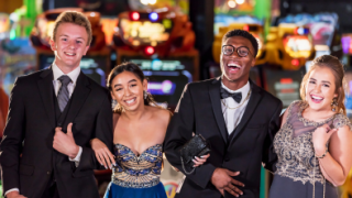 group of teens in formal wear