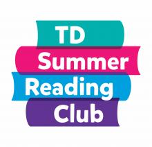 TD Summer Reading Club logo a pile of 4 multicoloured books stacked in each other.